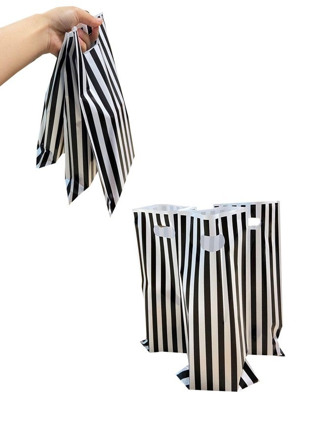 LYK 30-Piece Black & White Striped Treat Bags - Plastic Circus Carnival Party Candy & Goodie Bags for Kids' Birthday Parties - Image 3